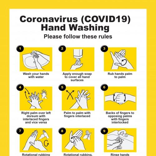 CVHWY A4 HAND WASHING POSTER ADHESIVE IN YELLOW