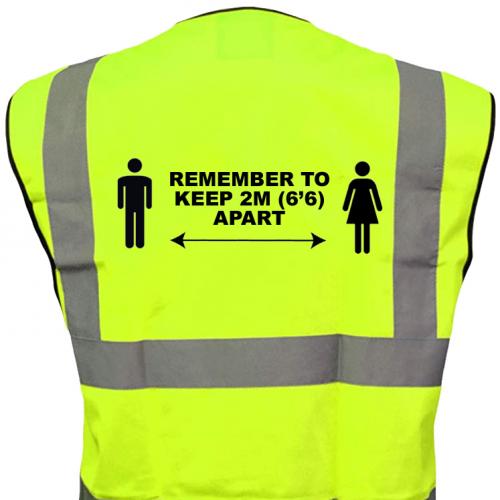 DELIGO CVSWL HI-VIZ WAISTCOTE LARGE - SOCIAL DISTANCE MARKED