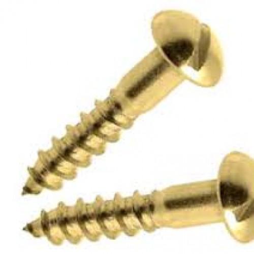 WOODSCREW ROUND HEAD BRASS 1 INCH X6 SLOTTED 200PK