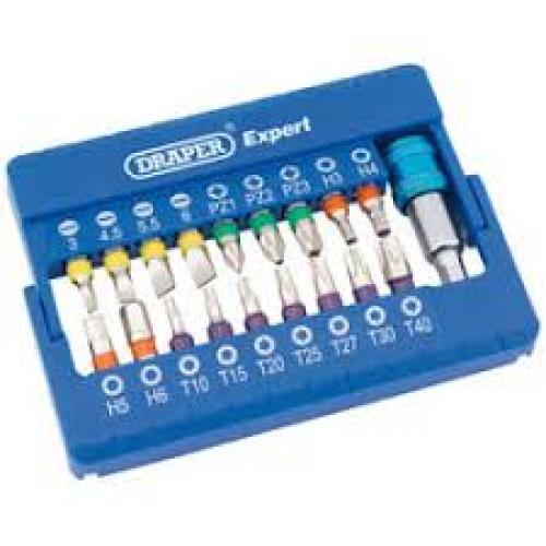 DRAPER 82402 SCREWDRIVER BIT SET 19PIECE COLOURED