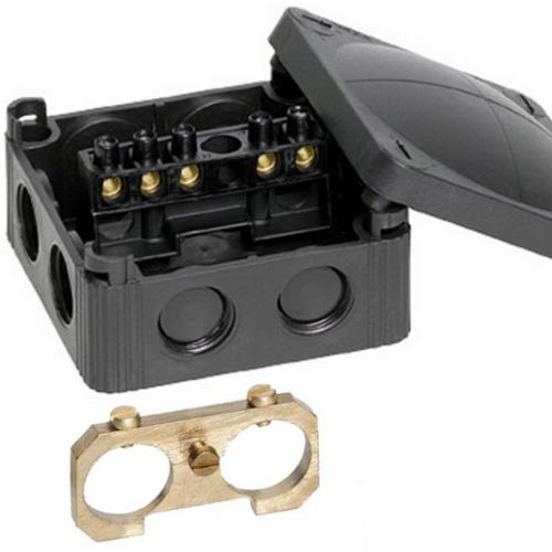 WISKA 308/5/EC/B ACE COMBI KIT BOX BLACK WITH EARTHING PLATE