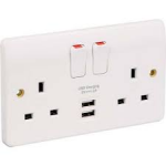 MK K2744WHI LOGIC 13A DP 2G SWITCHED SOCKET + 2XUSB