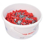 MTB TRADE TUB 500 8X1 1/2INCH SCREWS & RED PLUGS + 2 BITS